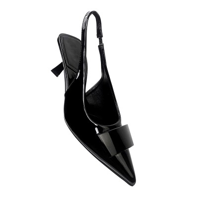 New patent leather pointed toe women's mid-heel sandals