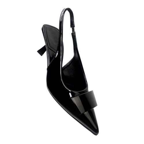New patent leather pointed toe women's mid-heel sandals