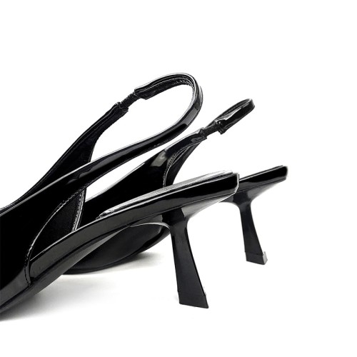New patent leather pointed toe women's mid-heel sandals