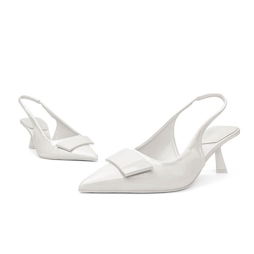 New patent leather pointed toe women's mid-heel sandals