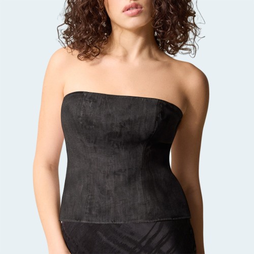 Black vintage women's denim wrap vest