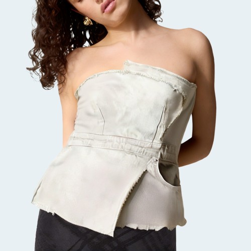 Asymmetric raw edge women's wrap vest