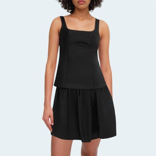 Black simple square collar women's camisole