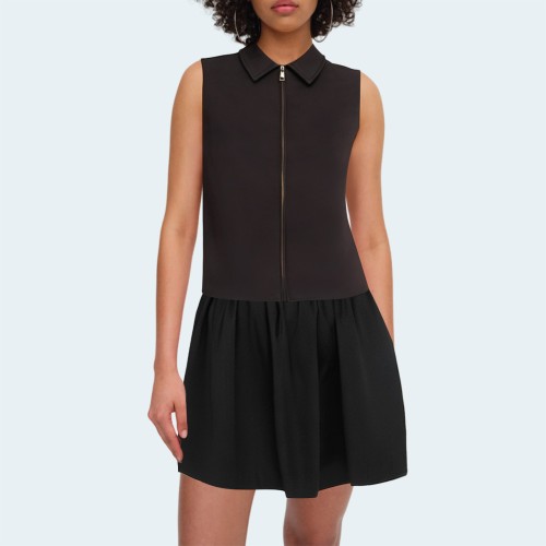 Black simple lapel zipper women's vest