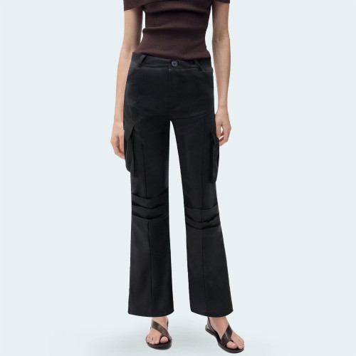 Black cotton women's work denim trousers