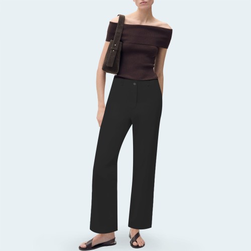 Black slim fit women's flared denim trousers