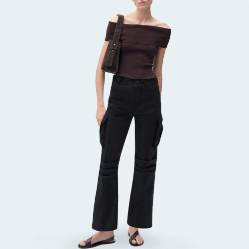 Black cotton women's work denim trousers