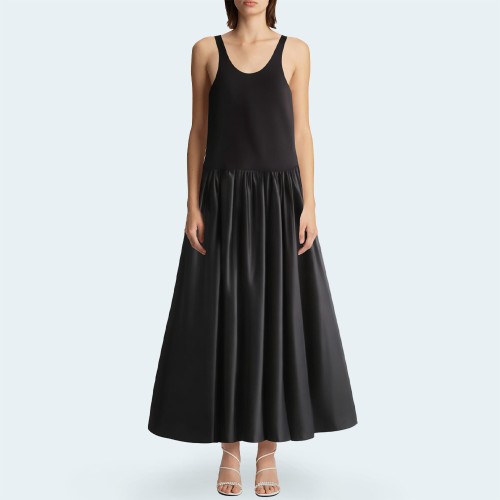 Black simple sleeveless women's long dress