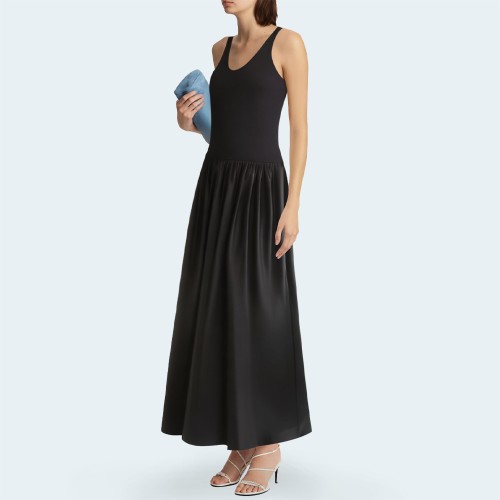 Black simple sleeveless women's long dress
