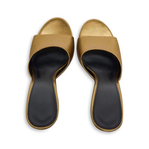 Exquisite shiny gold high heel open slippers