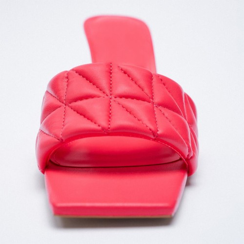 Fashionable quilted design high heel open slippers